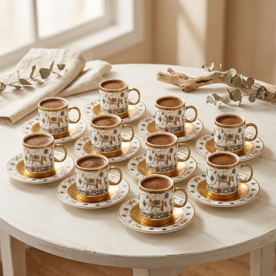 Coffee Cup and Saucer Set - 12 Pcs